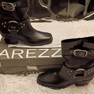 Arezzo Bota Salto Medio Motorcycle Boots $199 Women's Sz 8 🆕